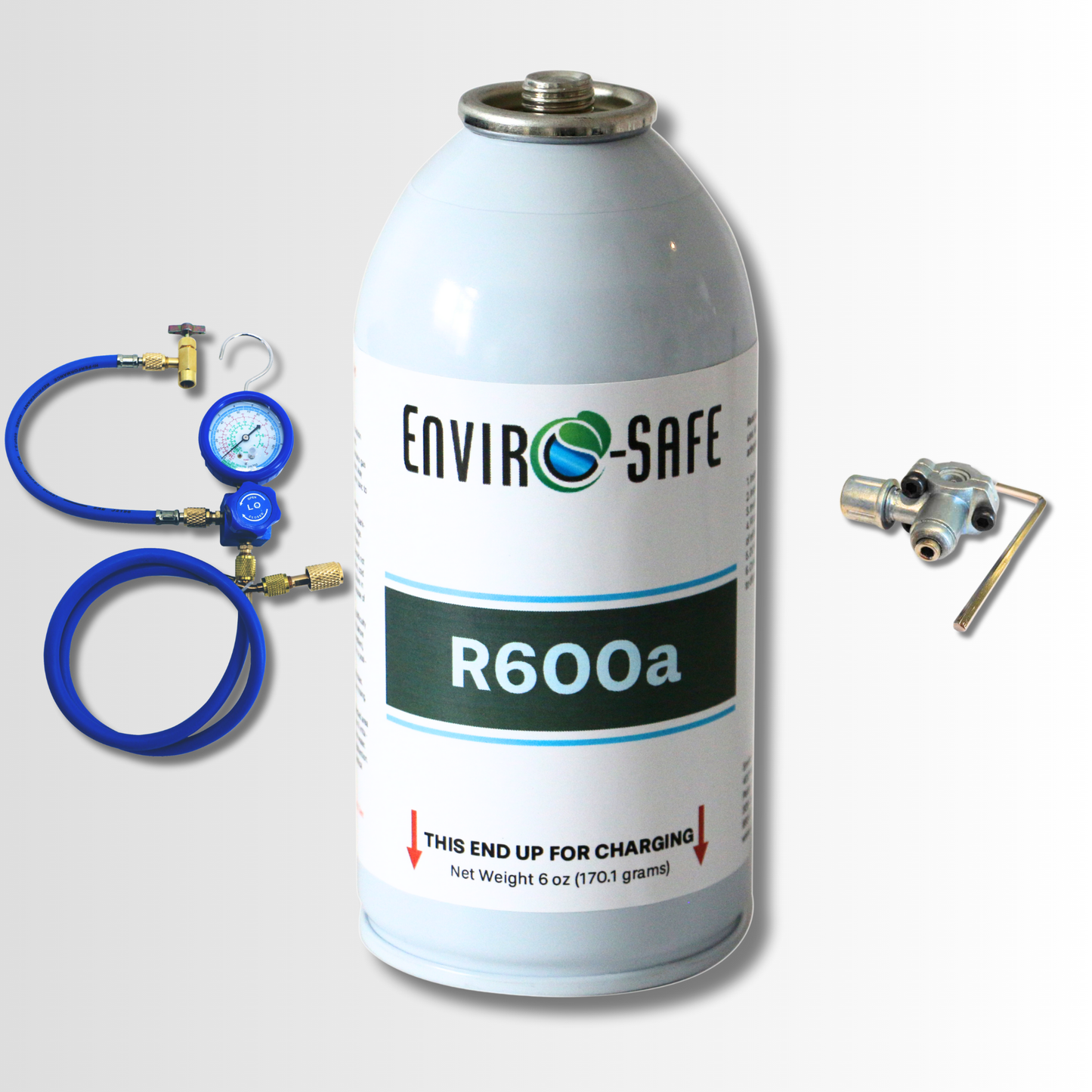 R600A Full Recharge Kit - Refrigerant, Charging Set, and BPV Included