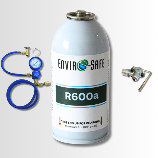 R600A Full Recharge Kit - Refrigerant, Charging Set, and BPV Included