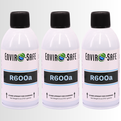 R600a Refrigerant - 6oz Upright Self Sealing Style Top | 99.7% Purity OEM Refrigerant