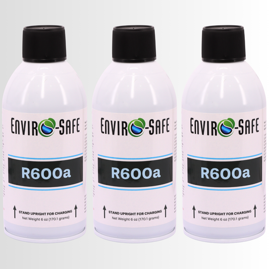 R600a Refrigerant - 6oz Upright Self Sealing Style Top | 99.7% Purity OEM Refrigerant