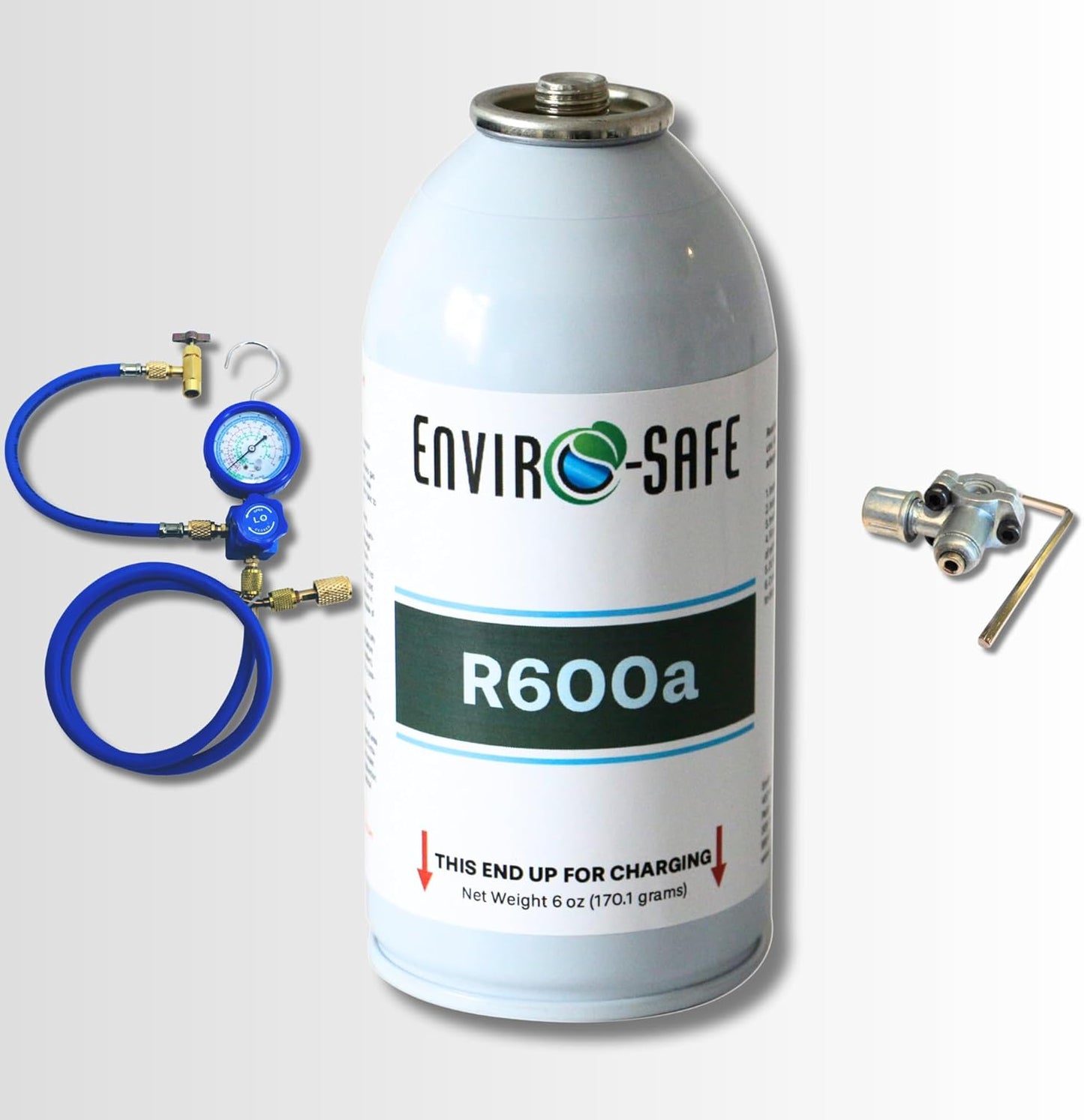 R600A Full Recharge Kit - Refrigerant, Charging Set, and BPV Included