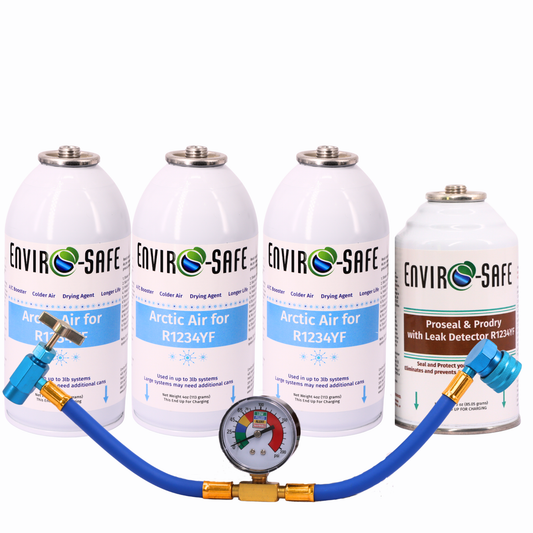 Enviro-Safe Arctic Air for R1234YF — 3 Can Repair Kit + Charging Gauge