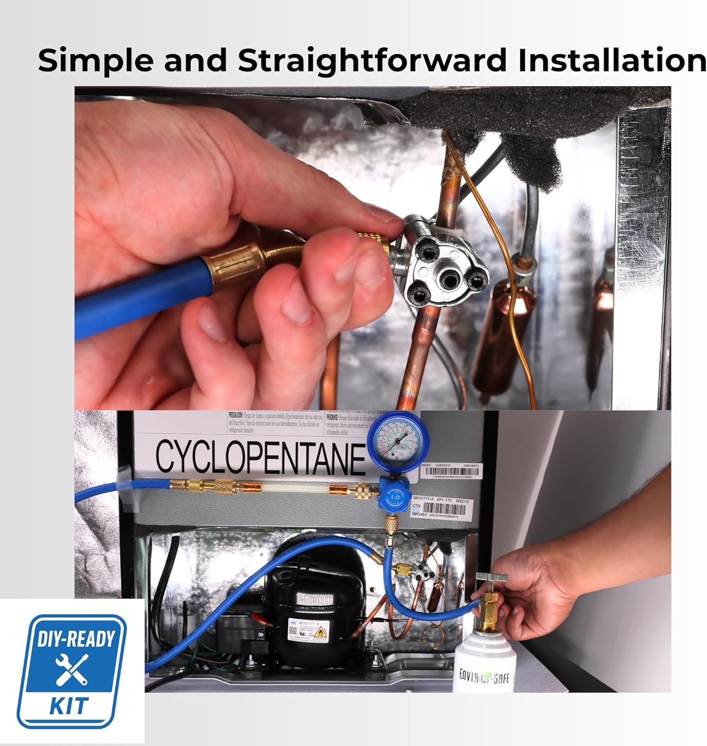 R600A Full Recharge Kit - Refrigerant, Charging Set, and BPV Included