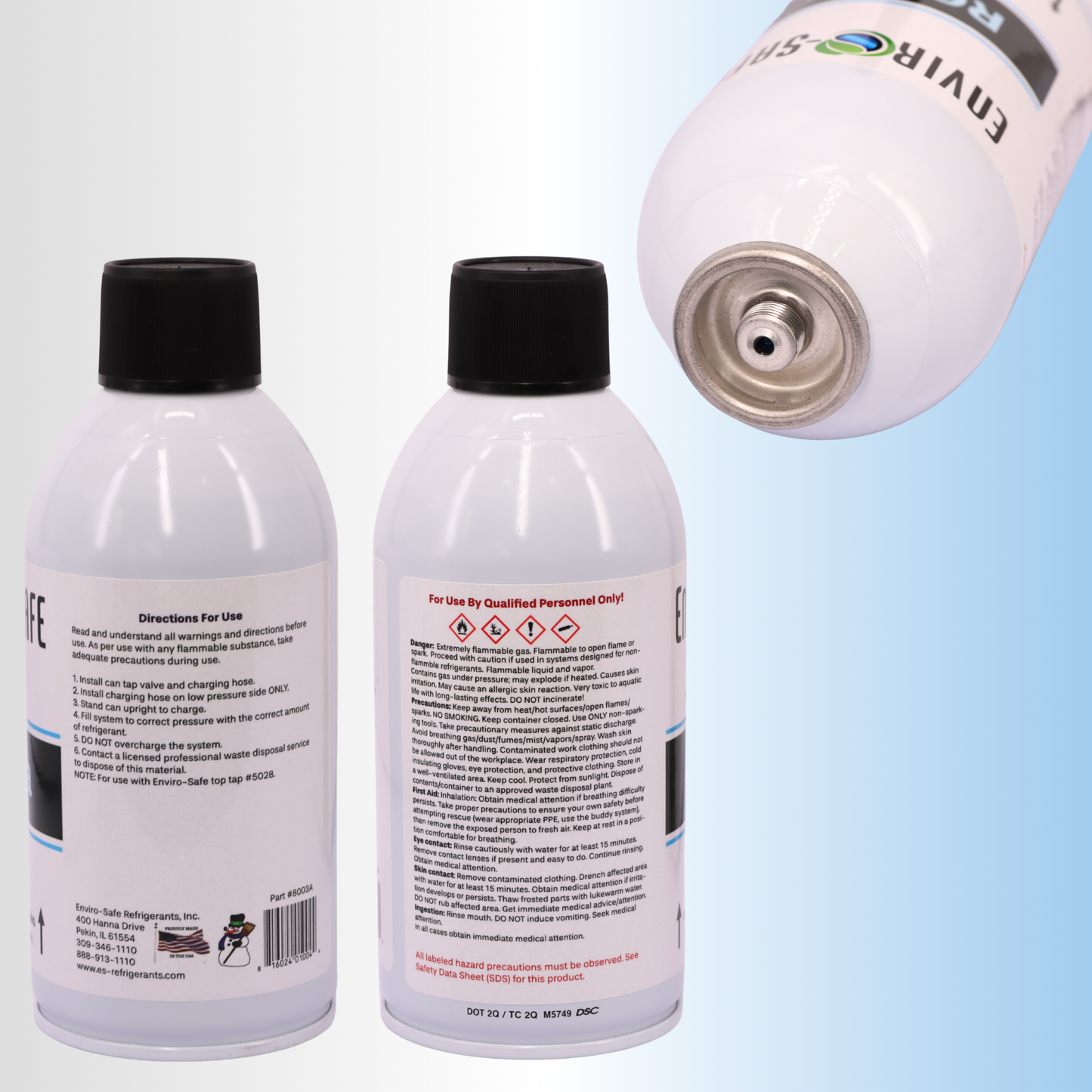 R600a Refrigerant - 6oz Upright Self Sealing Style Top | 99.7% Purity OEM Refrigerant