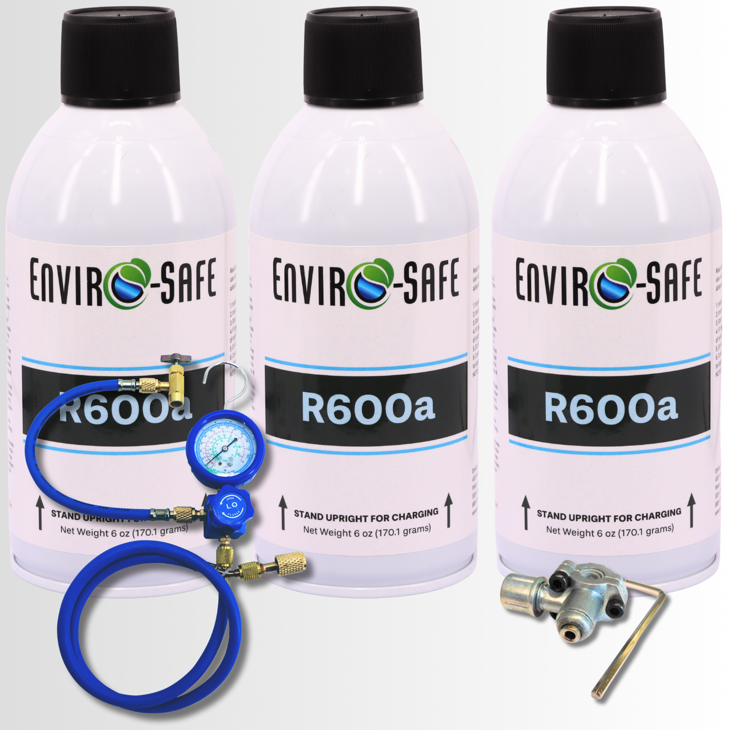 R600a Refrigerant - 6oz Upright Self Sealing Style Top | 99.7% Purity OEM Refrigerant