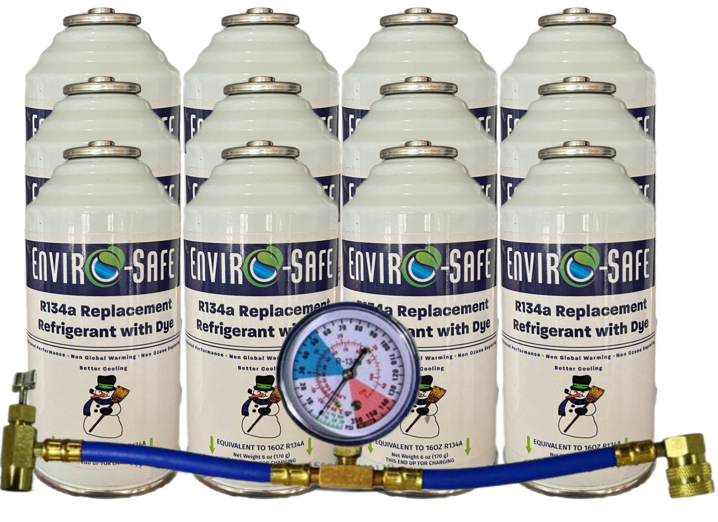 R134a Replacement Refrigerant w/UV Dye  in 16oz. Equivalent Cans
