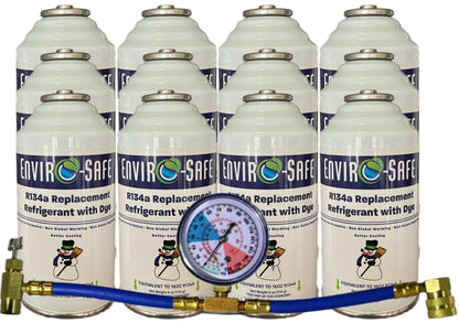 R134a Replacement Refrigerant w/UV Dye  in 16oz. Equivalent Cans