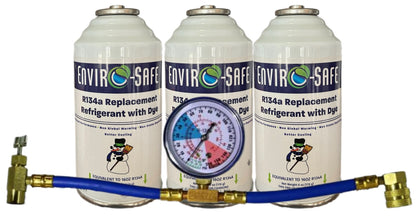 R134a Replacement Refrigerant w/UV Dye  in 16oz. Equivalent Cans