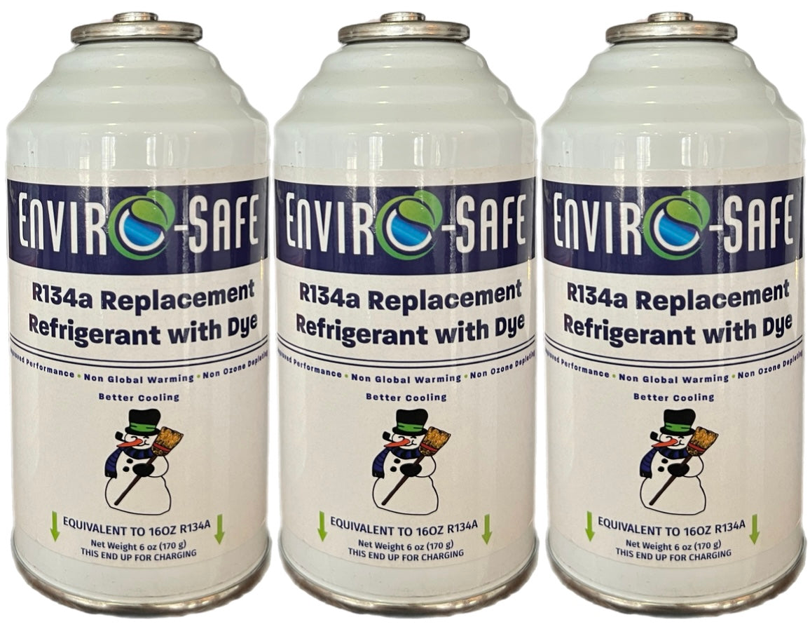 R134a Replacement Refrigerant w/UV Dye  in 16oz. Equivalent Cans