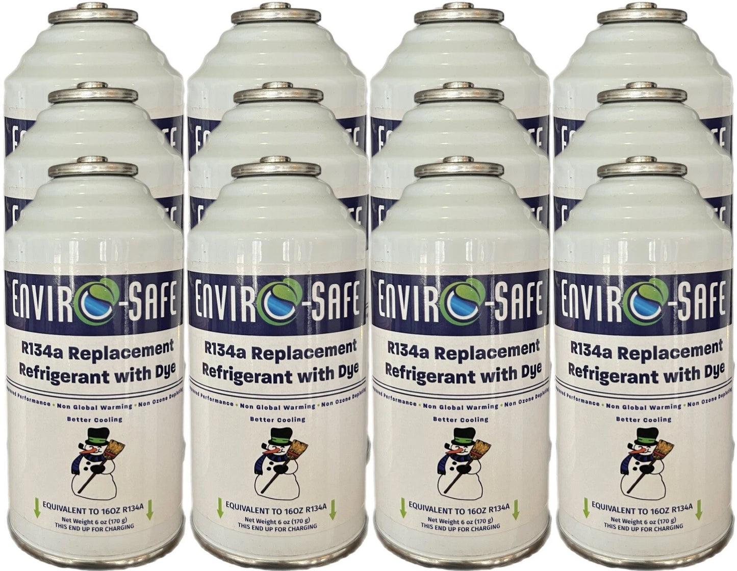 R134a Replacement Refrigerant w/UV Dye  in 16oz. Equivalent Cans